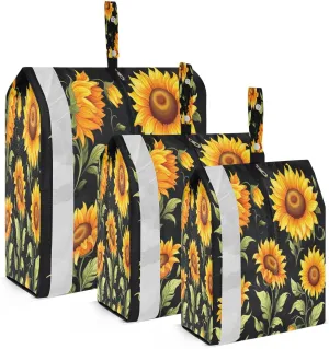 Sunflowers Flowers Black Packing Cubes for Travel 3 Set Packing Cubes Compression Luggage Accessories for Carry On