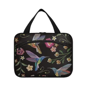 susiyo Beautiful Hummingbirds Tropical Exotic Flowers Toiletry Bags with Hanging Hook Foldable Cosmetic Bag Travel Accessories - Large