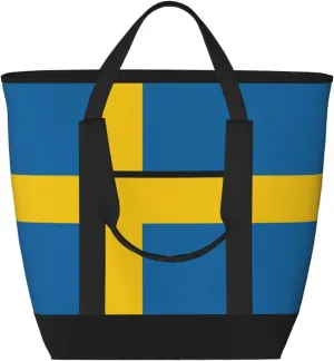 Swedish flag Women's tote bags and reusable women's beach bags are suitable for travel insulation and cooling bags.