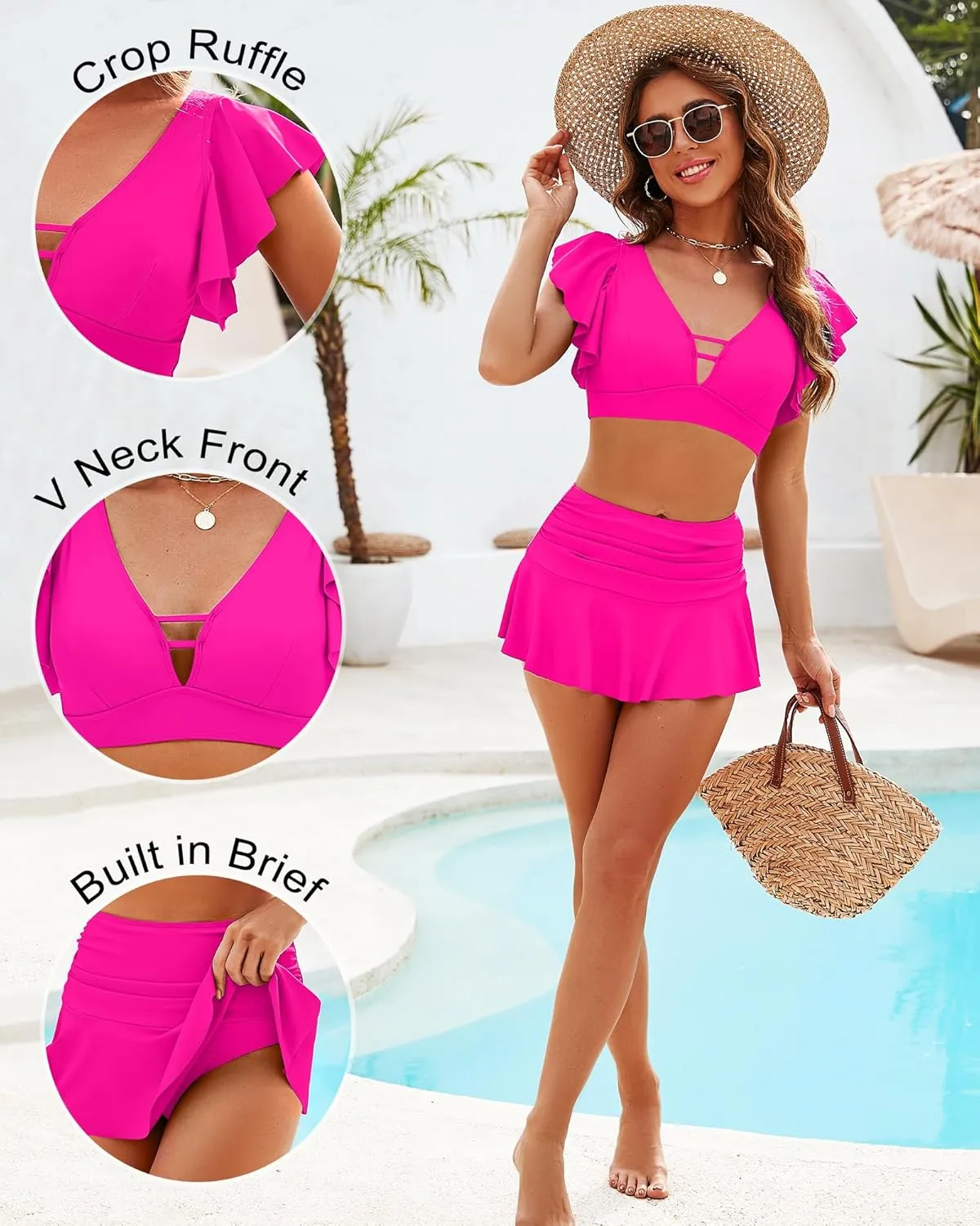 Tankini Swimsuits for Women 2 Piece Bathing Suits Tummy Control Ruffle Bestselling Bikini 2025 Swim Suit with Skirt