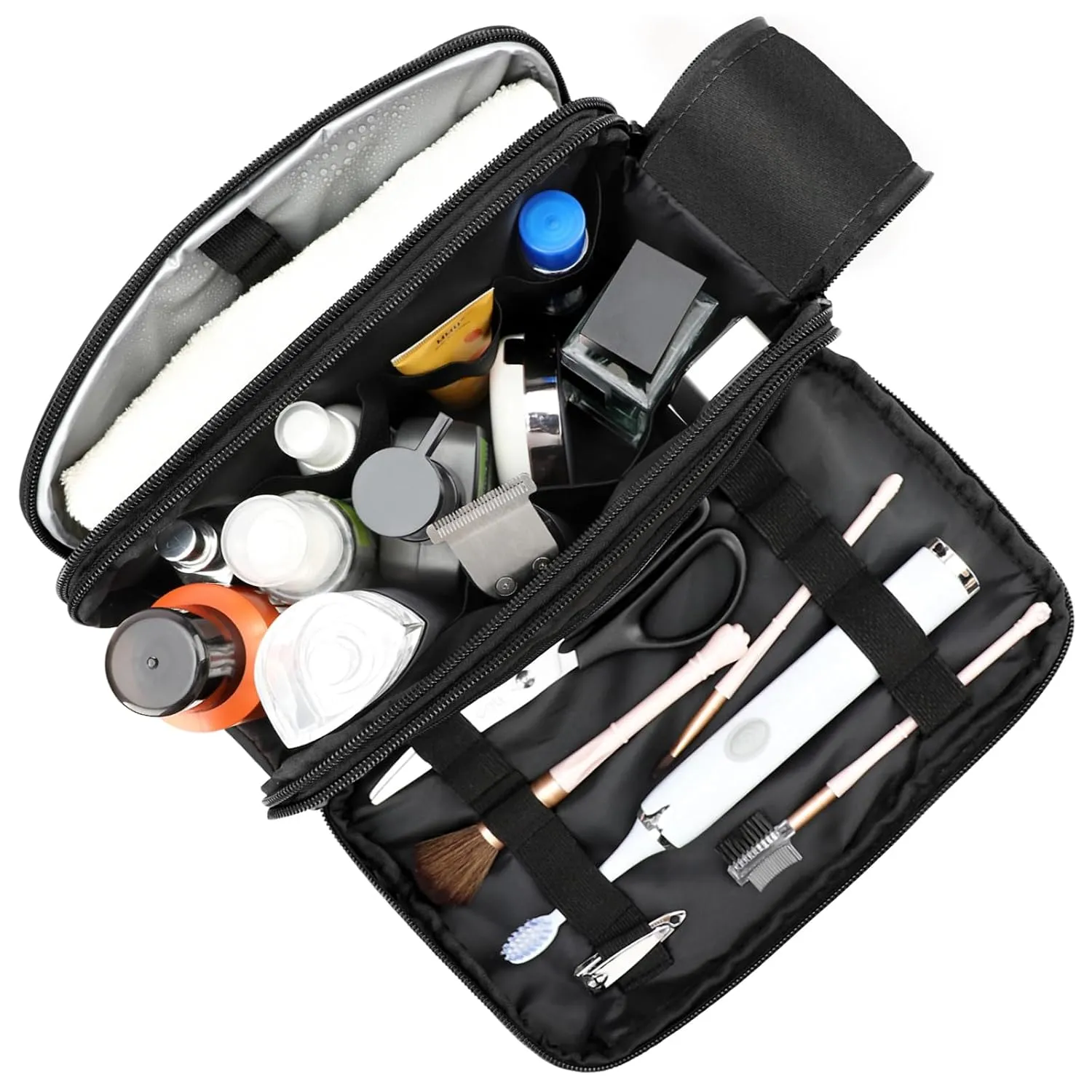 Toiletry Bag for Men, Travel Organizer Leather Dopp Kit Water-resistant Shaving Bag for Toiletries Accessories (Black)