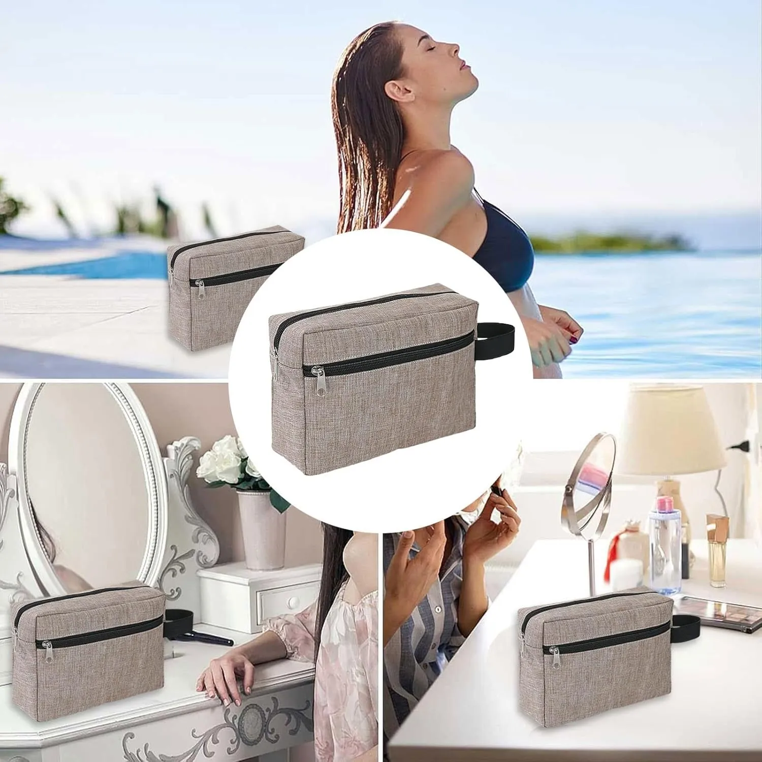Toiletry Bag for Women, Cosmetic Makeup Bag Organizer, Travel Bag for Toiletries, Shaving Bag for Accessories (F)