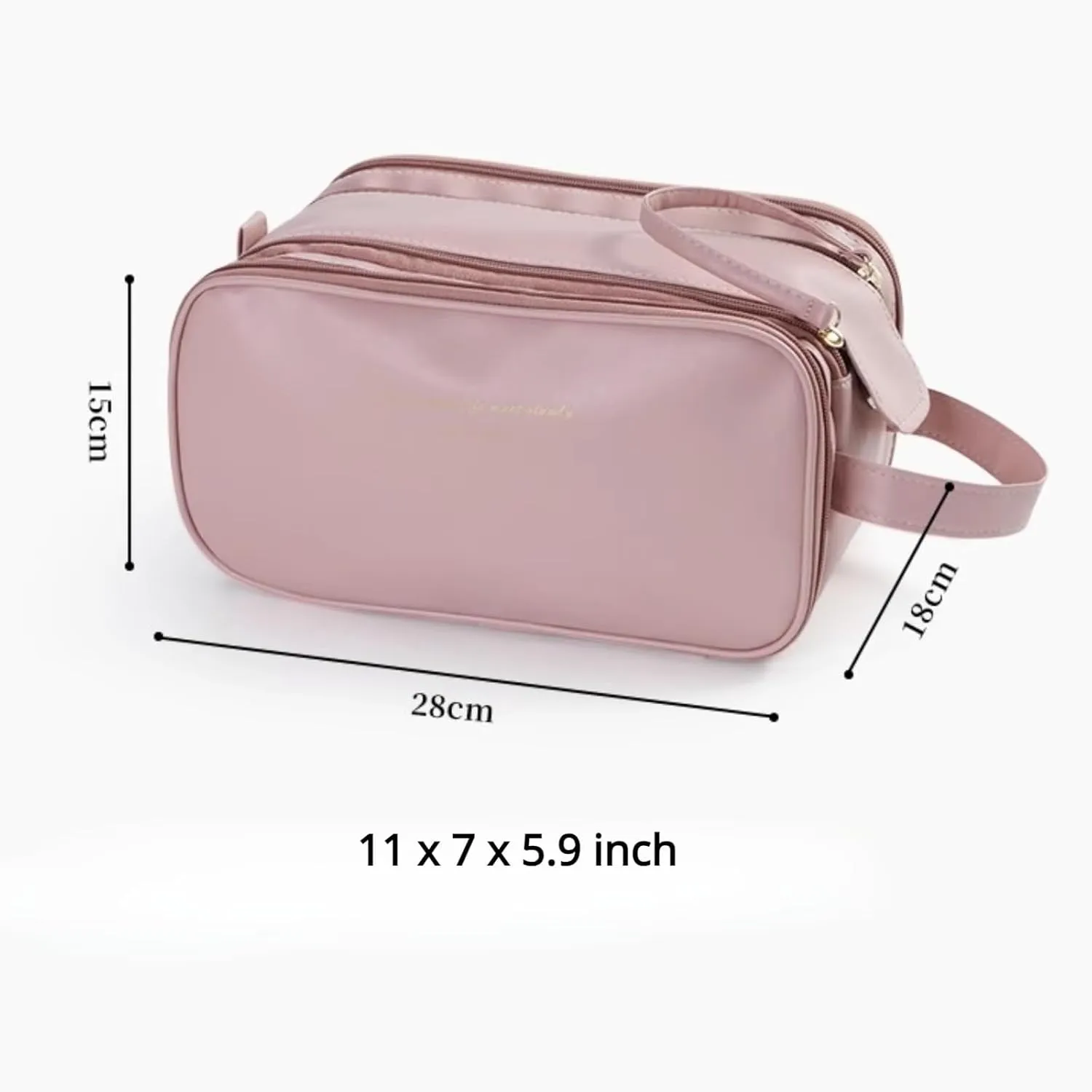 Toiletry Travel Bag For Women,PU Leather Large Waterproof Makeup Cosmetic Bag,Travel Organizer for Accessories (Brown)