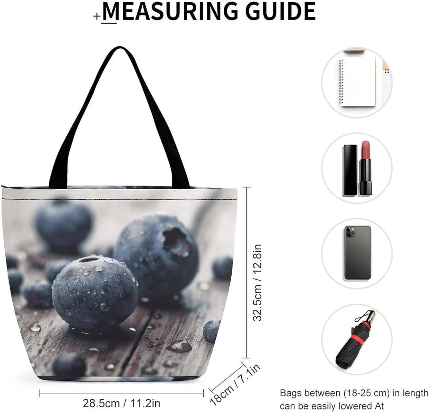 Tote Bag for Women Grocery Bag Several Blueberries Foldable Shopping Bags Reusable Large Tote Bag