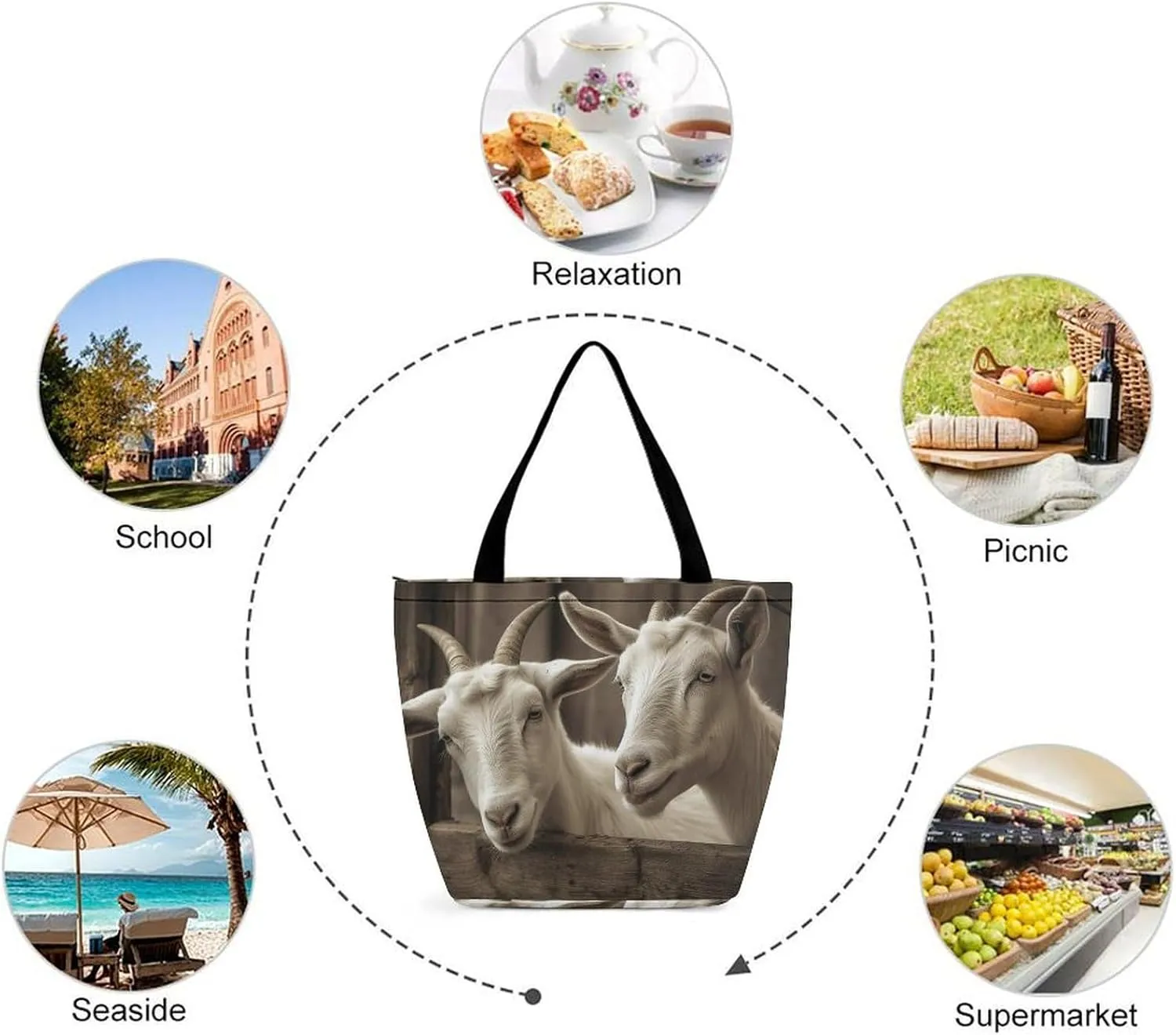 Tote Bag for Women Grocery Bag White Doves Fly Foldable Shopping Bags Reusable Large Tote Bag