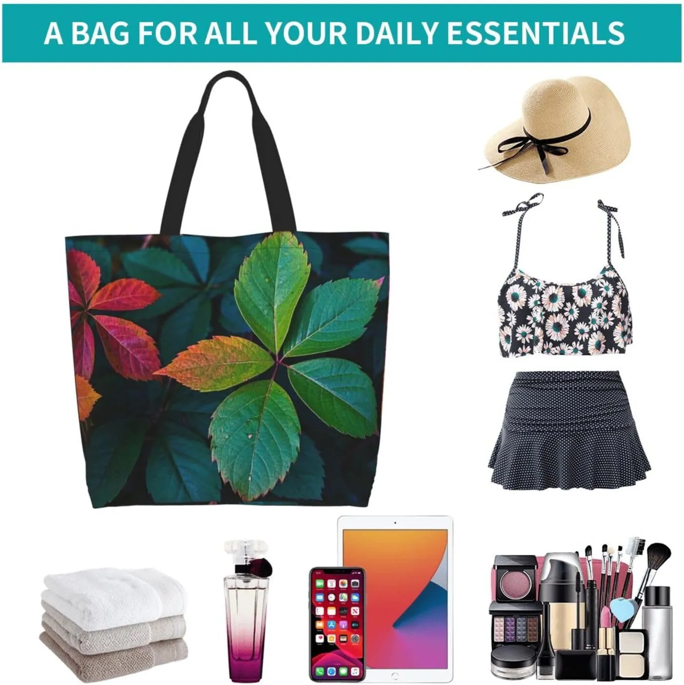 Tote Bag for Women Northern Lights Grocery Bag Foldable Shopping Bags Reusable Large Tote Bag