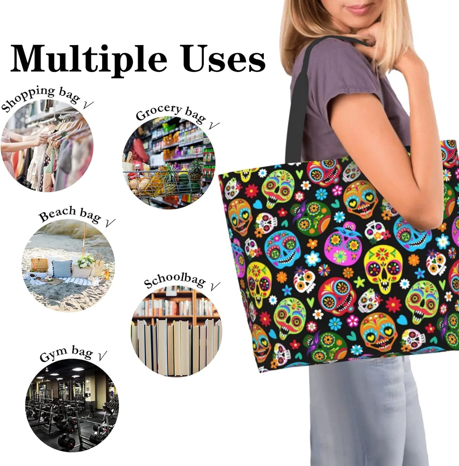 Tote Bag for Women, Reusable Grocery Bags Shopping Bags, Canvas Tote Bag Large Tote Bags for Women