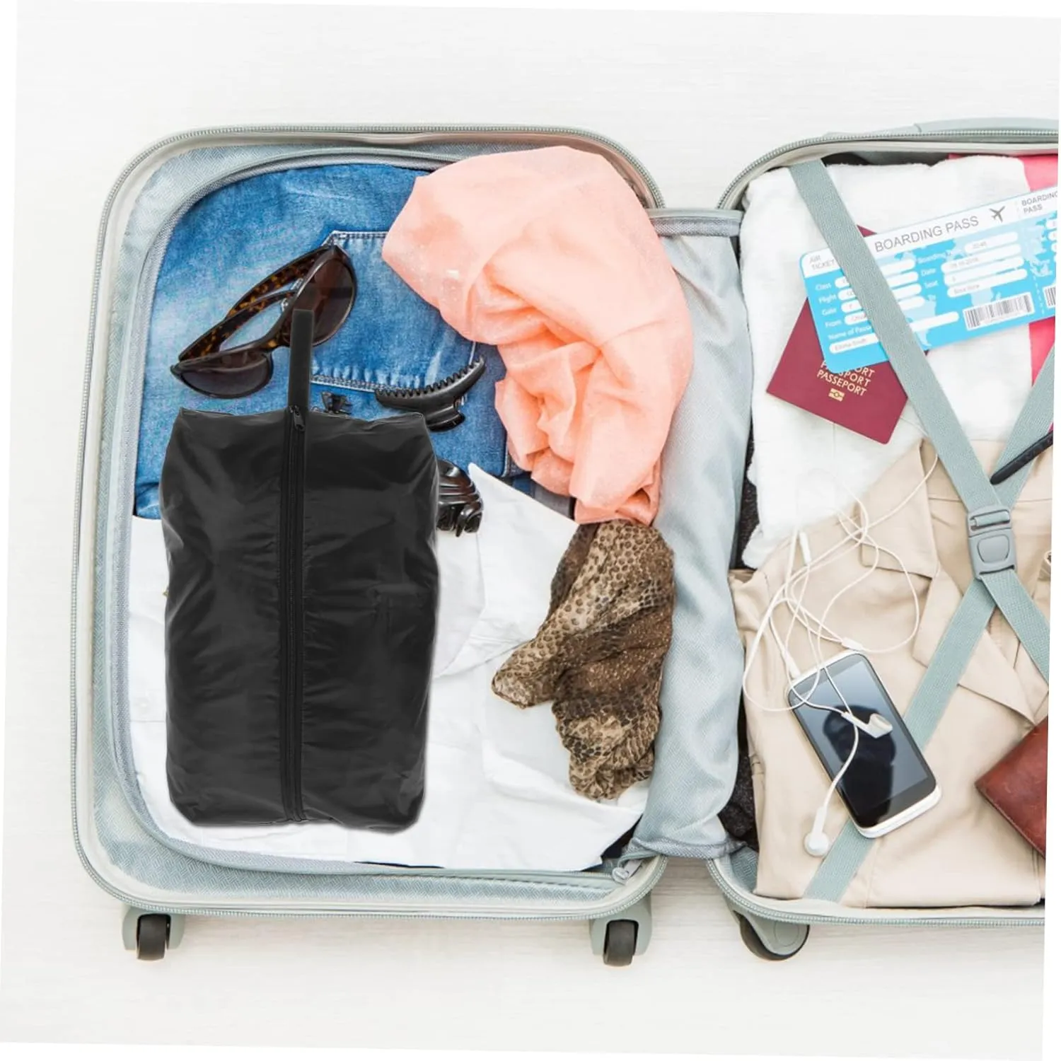 Travel Organizer Bags 4 Pack Foldable Packing Cubes with Shoe Bag Portable Travel Luggage