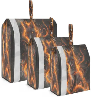 Travel Packing Organizers Neon Glowing Fire Fox Animal Packing Cubes 3PC Set for Travel Accessories Luggage 202b5954
