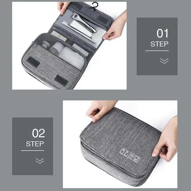 Travel Toiletry Bag for Women Portable Hanging Organizer for Shampoo, Conditioner, Brushes Set, Travel-Size Accessories