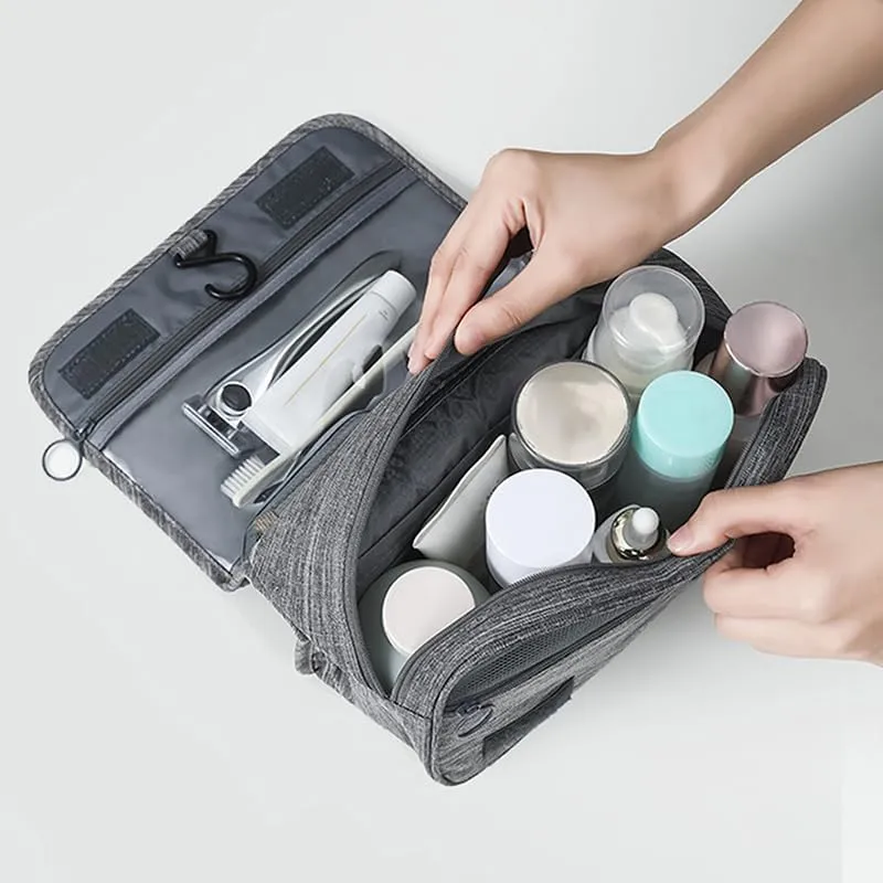 Travel Toiletry Bag for Women Portable Hanging Organizer for Shampoo, Conditioner, Brushes Set, Travel-Size Accessories