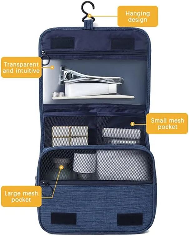 Travel Toiletry Bag for Women Portable Hanging Organizer for Shampoo, Conditioner, Brushes Set, Travel-Size Accessories