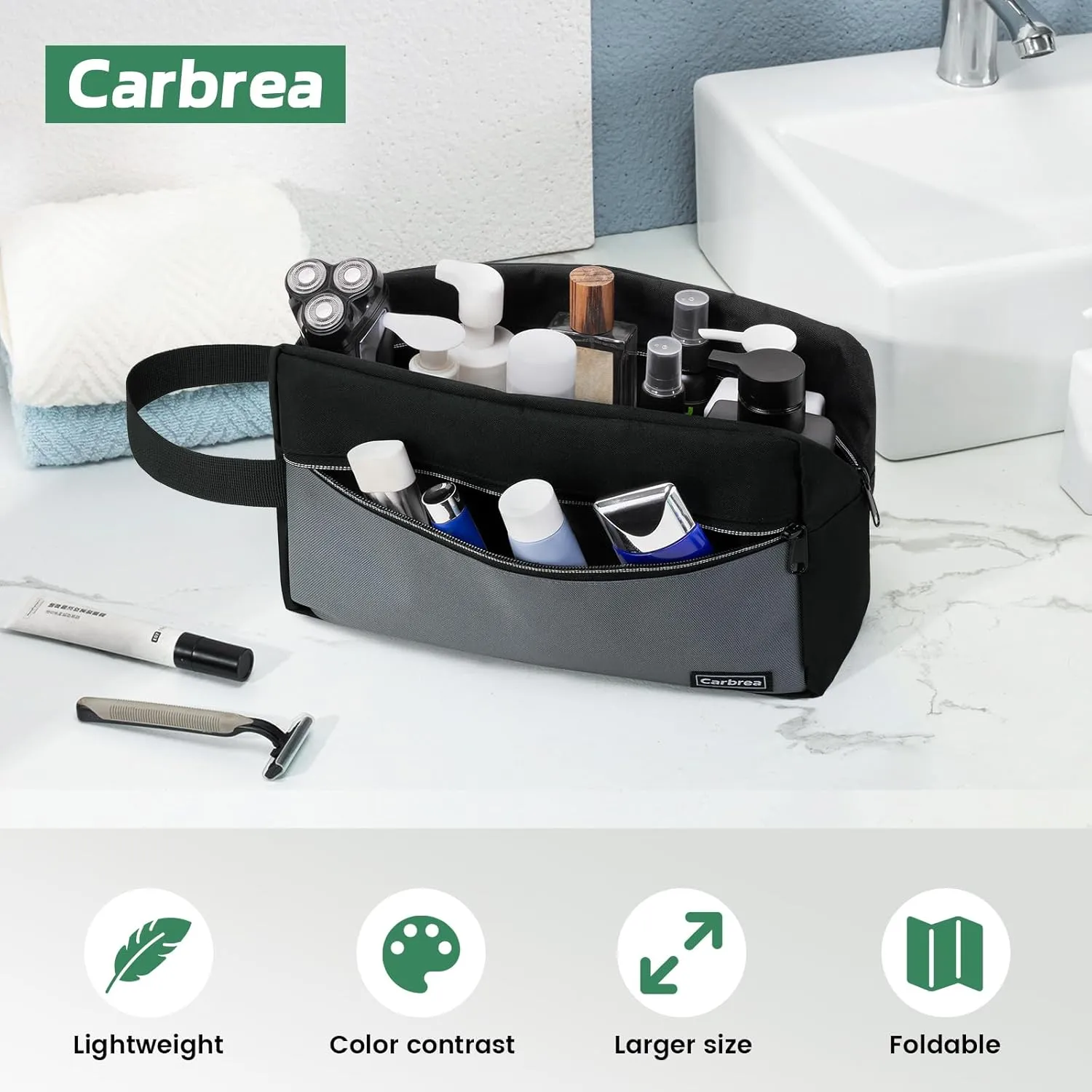 Travel Toiletry Bag - Large Toiletry Bag for Men Skincare Bag Doop Kit for Toiletries Accessories Gifts - Black