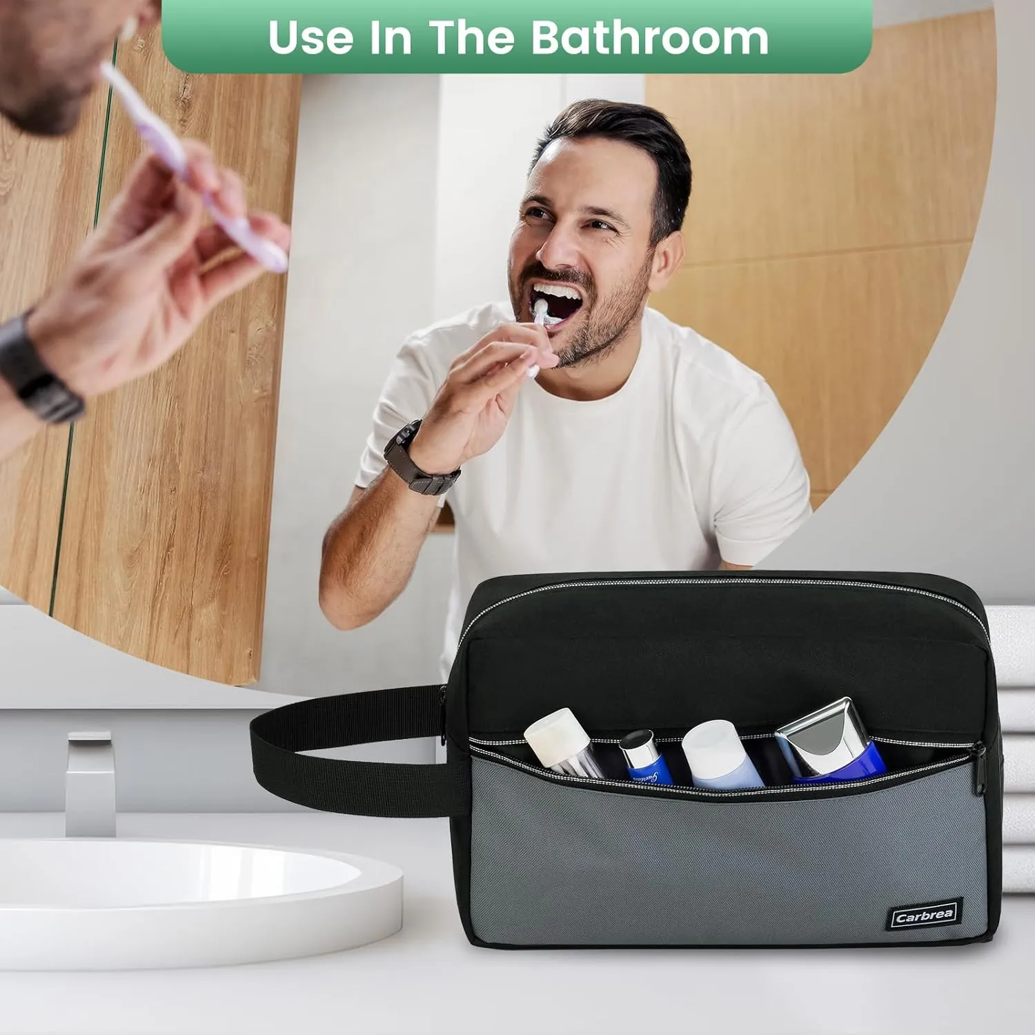 Travel Toiletry Bag - Large Toiletry Bag for Men Skincare Bag Doop Kit for Toiletries Accessories Gifts - Black