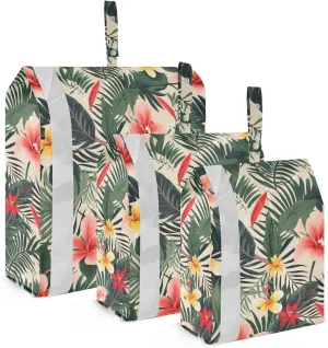 Tropical Leaves Pink Packing Cubes for Travel 3 Set Packing Bags Luggage Accessories for Travel Compression