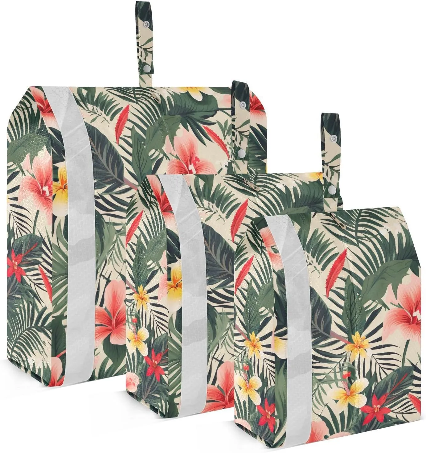 Tropical Leaves Pink Packing Cubes for Travel 3 Set Packing Bags Luggage Accessories for Travel Compression