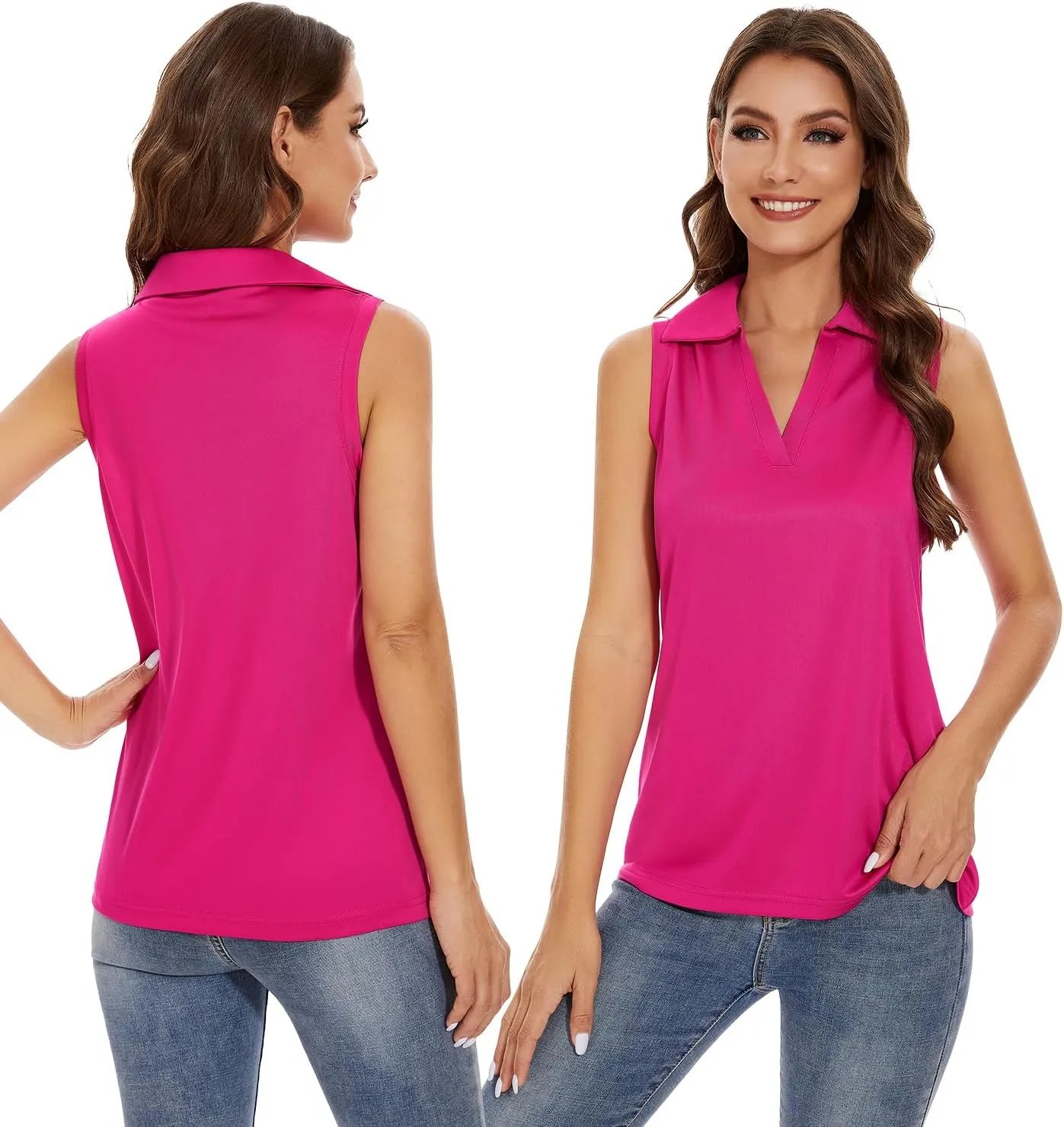 Ullnoy Women's Lightweight Polos Tops Sleeveless Golf Polo Shirt for Women Moisture Wicking Activewear Polos Tops Pack