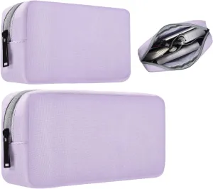 Universal Electronics Accessories Bag Pouch, 2-Pack Portable Soft Carrying Case Bag Wire Cable Organizer for Hard Drive, Power Adapter, Laptop Mouse, Cosmetics Kit, Cell Phone, Small Big-Purple