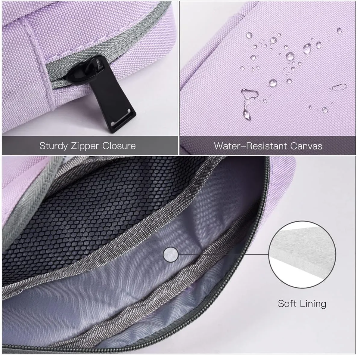 Universal Electronics Accessories Bag Pouch, 2-Pack Portable Soft Carrying Case Bag Wire Cable Organizer for Hard Drive, Power Adapter, Laptop Mouse, Cosmetics Kit, Cell Phone, Small Big-Purple