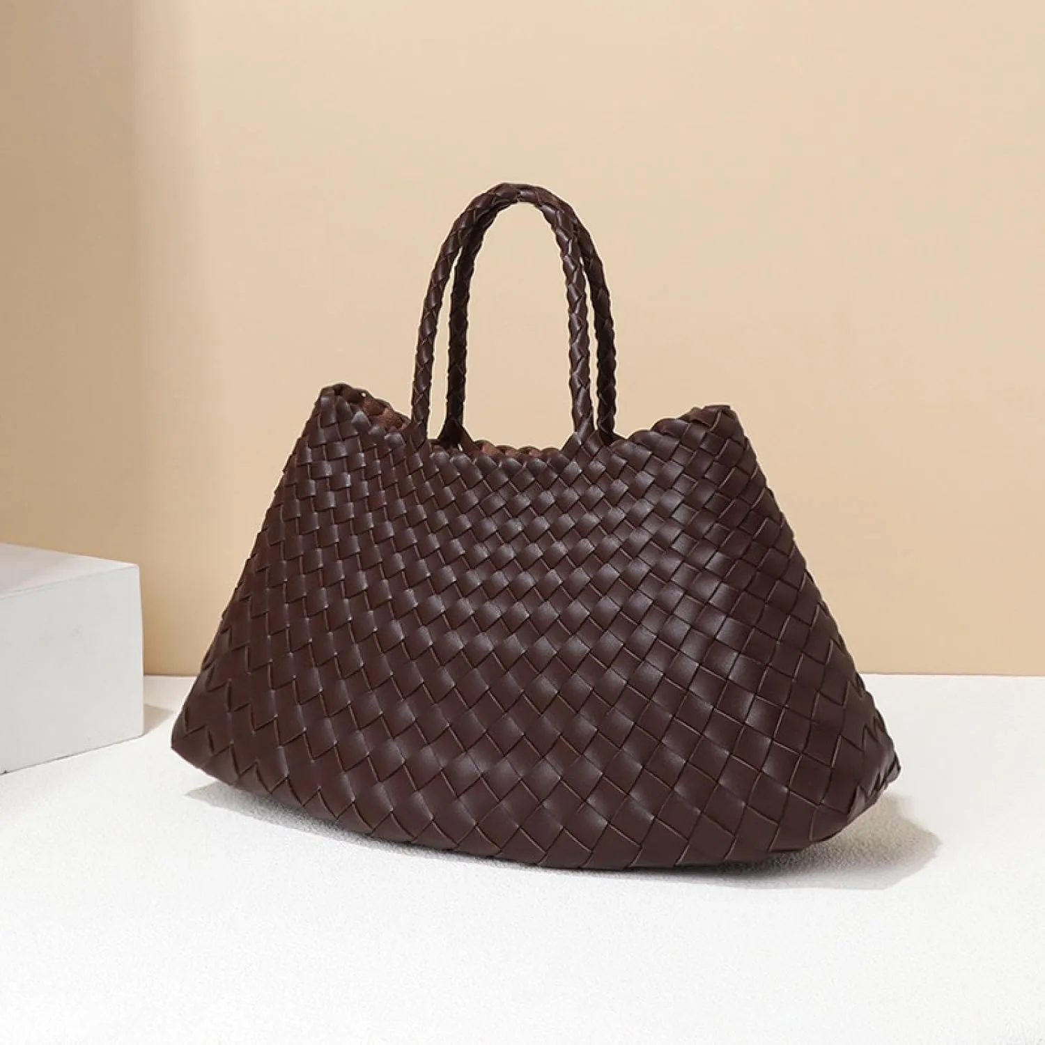 Vegetable Baskets, Hand-Woven Bags, Handbags, Soft Leather Women's Bags