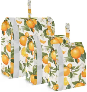 Vintage Flowers Orange White Packing Cubes for Travel 3 Set Travel Packing Cubes Luggage Accessories for Packing