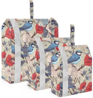 Watercolor Birds Flowers Roses Packing Cubes for Travel 3 Set Travel Packing Cubes Luggage Accessories for Packing