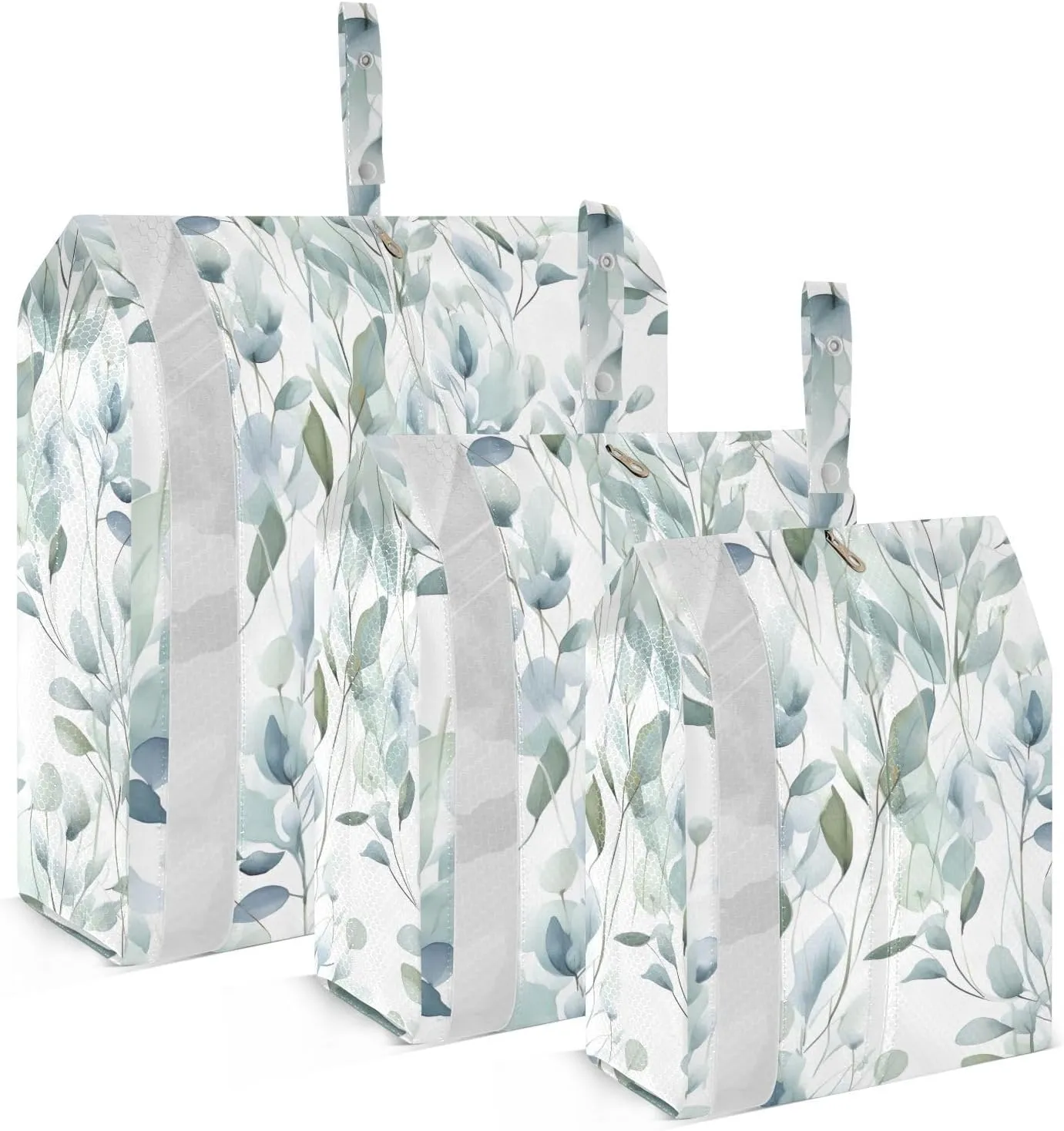 Watercolor Eucalyptus Leaves Packing Cubes for Travel 3 Set Compressible Packing Cubes Luggage Accessories for Travel Compression