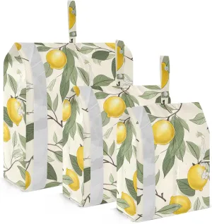 Watercolor Lemon Floral Leave Packing Cubes for Travel 3 Set Compression Bag Luggage Accessories for Luggage