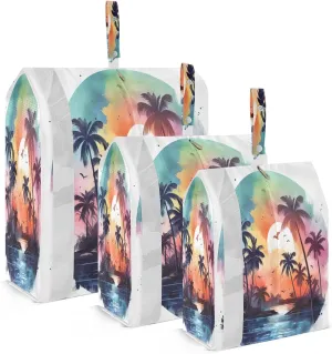 Watercolor Summer Packing Cubes for Travel 3 Set Packing Cubes Compression Suitcase Organizer Bags for Travel Accessories