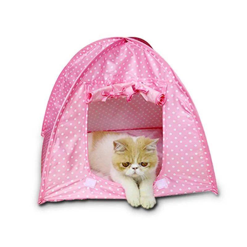 Waterproof Cat Outdoor House with Polka Dot Print