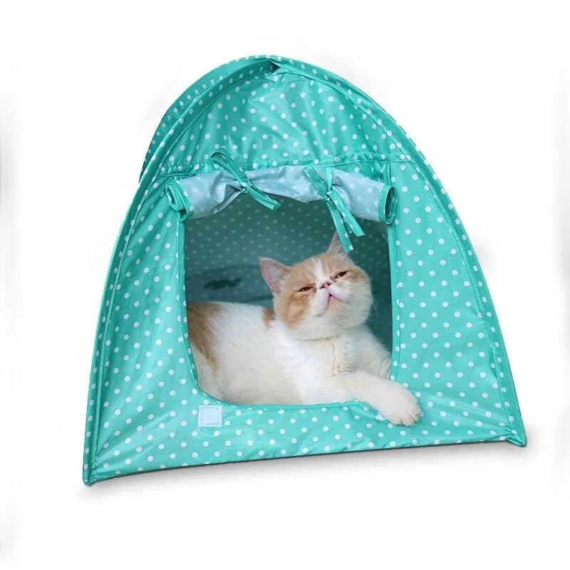 Waterproof Cat Outdoor House with Polka Dot Print