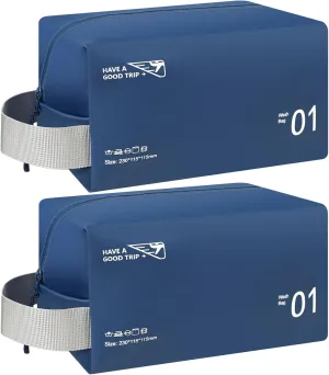 Waterproof Makeup Bags, 2pcs Waterproof Toiletry Bags, Portable Travel Bag for Cosmetic, Toiletries, Electronics (Royal Blue)