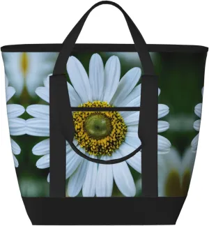 White Daisy Women's tote bags and reusable women's beach bags are suitable for travel insulation and cooling bags.