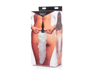 White Fox Tail Vibrating Anal Plug