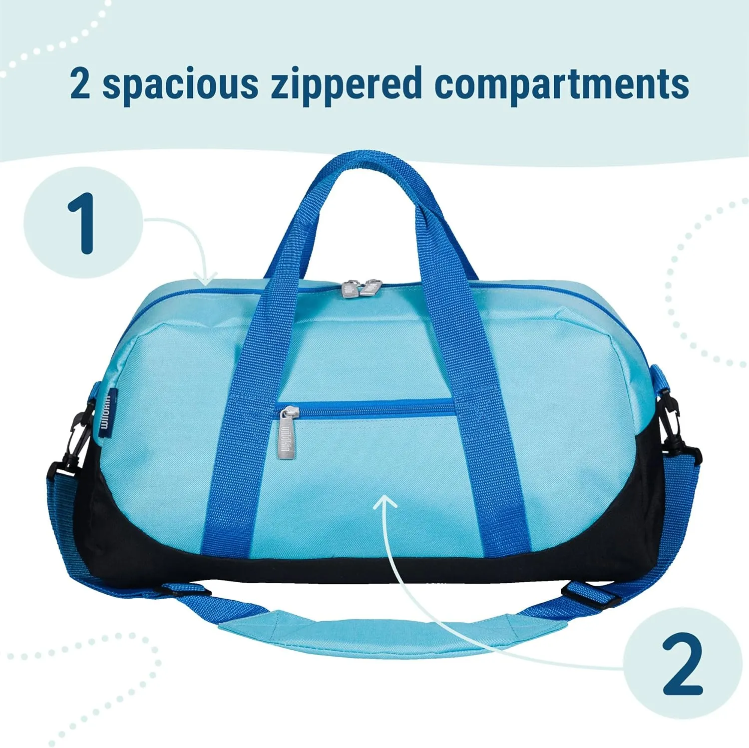 Wildkin Kids Overnighter Duffel Bag for Girls  Carry-On Size, Ideal for School & Sleepovers  Aqua