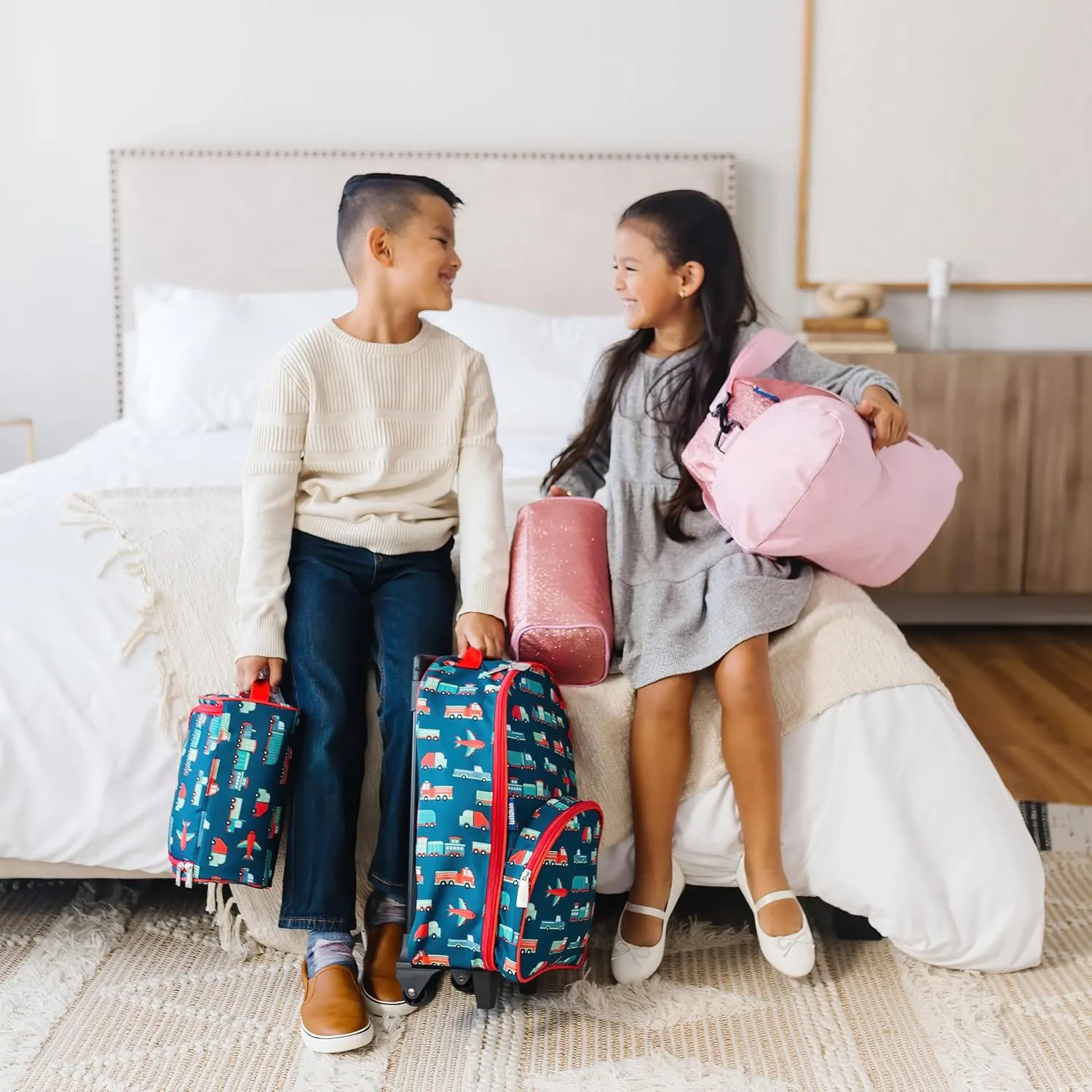 Wildkin Kids Overnighter Duffel Bag for Girls  Carry-On Size, Ideal for School & Sleepovers  Aqua