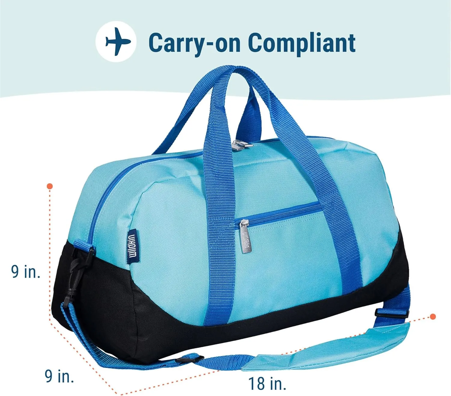 Wildkin Kids Overnighter Duffel Bag for Girls  Carry-On Size, Ideal for School & Sleepovers  Aqua