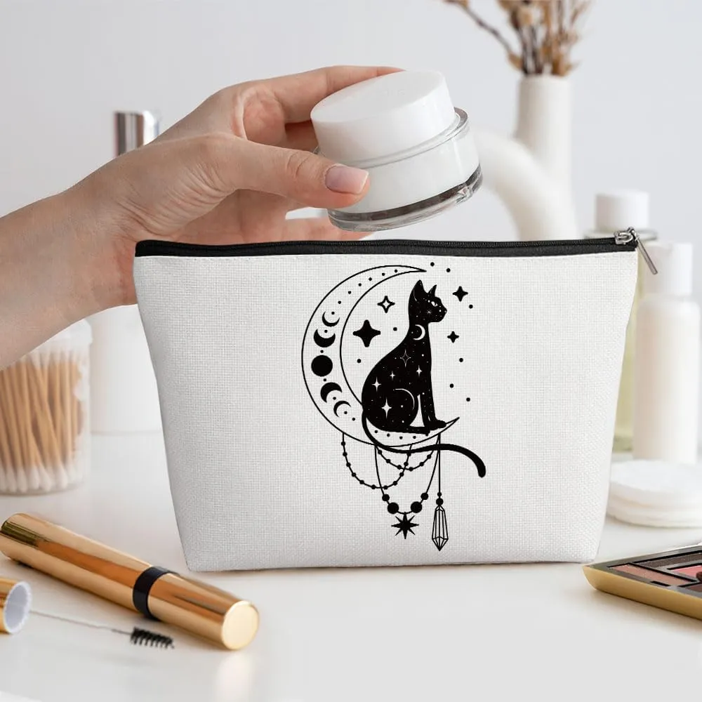 Witchy Gifts for Women, Cute Cat Makeup Bag, Witchcraft Supplies Witch Cosmetic Bag Cat Gifts for Women Cat Lovers Female Girls Birthday Christmas Halloween Travel Toiletry Bag Cat Mom Gifts