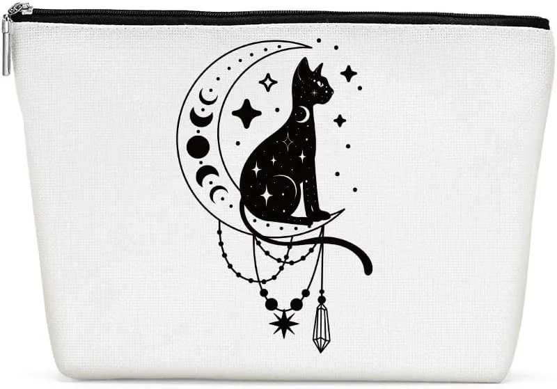 Witchy Gifts for Women, Cute Cat Makeup Bag, Witchcraft Supplies Witch Cosmetic Bag Cat Gifts for Women Cat Lovers Female Girls Birthday Christmas Halloween Travel Toiletry Bag Cat Mom Gifts