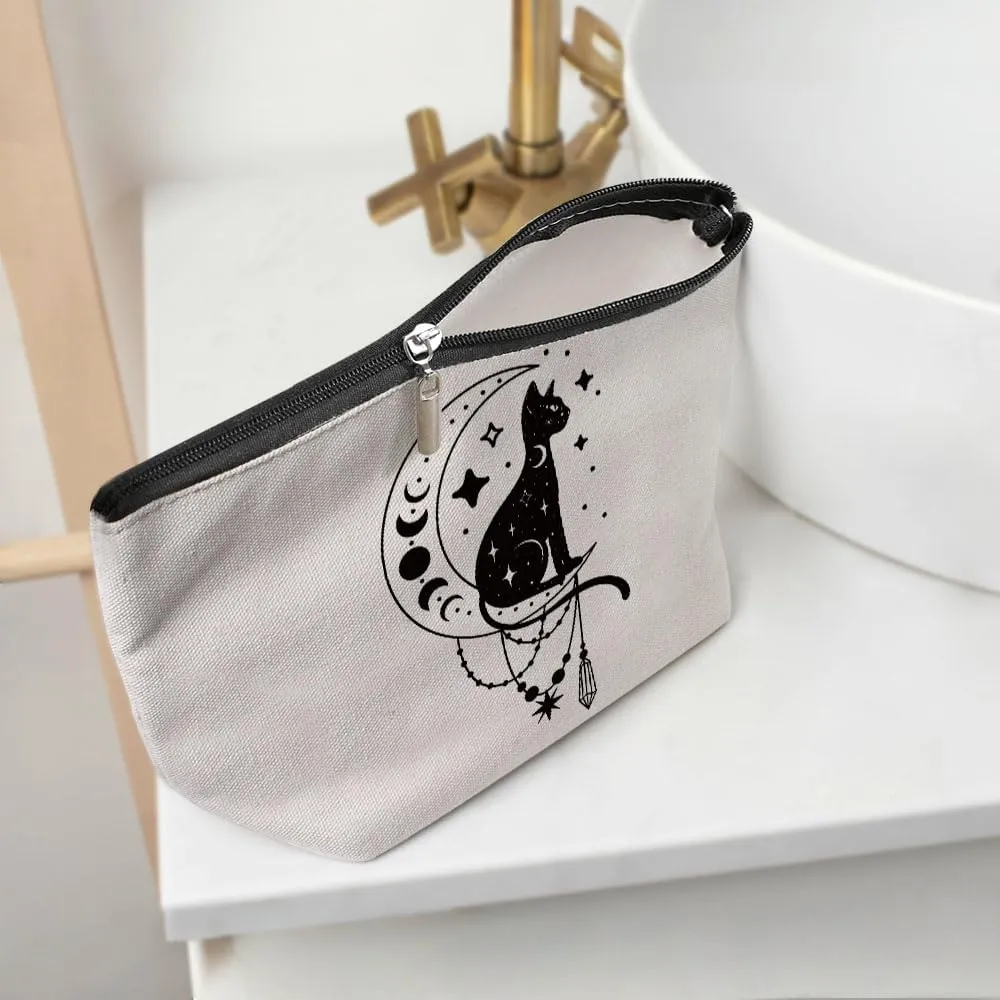Witchy Gifts for Women, Cute Cat Makeup Bag, Witchcraft Supplies Witch Cosmetic Bag Cat Gifts for Women Cat Lovers Female Girls Birthday Christmas Halloween Travel Toiletry Bag Cat Mom Gifts