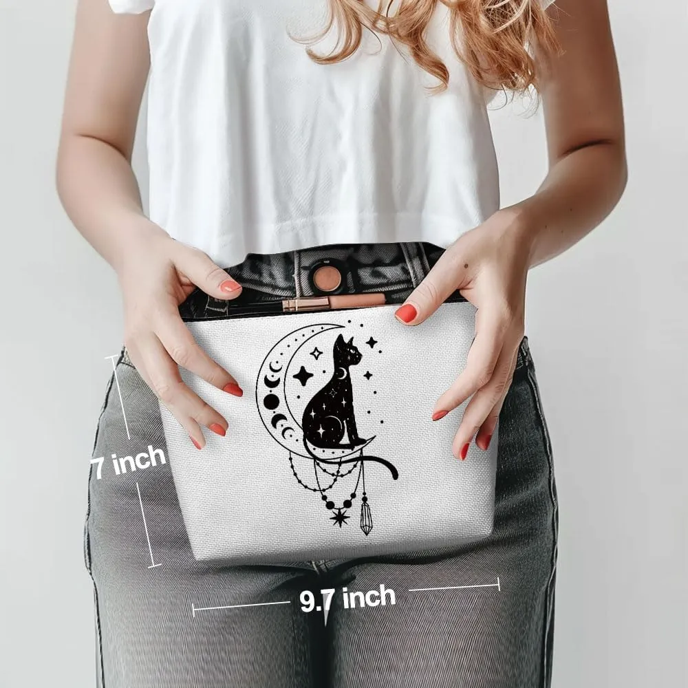 Witchy Gifts for Women, Cute Cat Makeup Bag, Witchcraft Supplies Witch Cosmetic Bag Cat Gifts for Women Cat Lovers Female Girls Birthday Christmas Halloween Travel Toiletry Bag Cat Mom Gifts