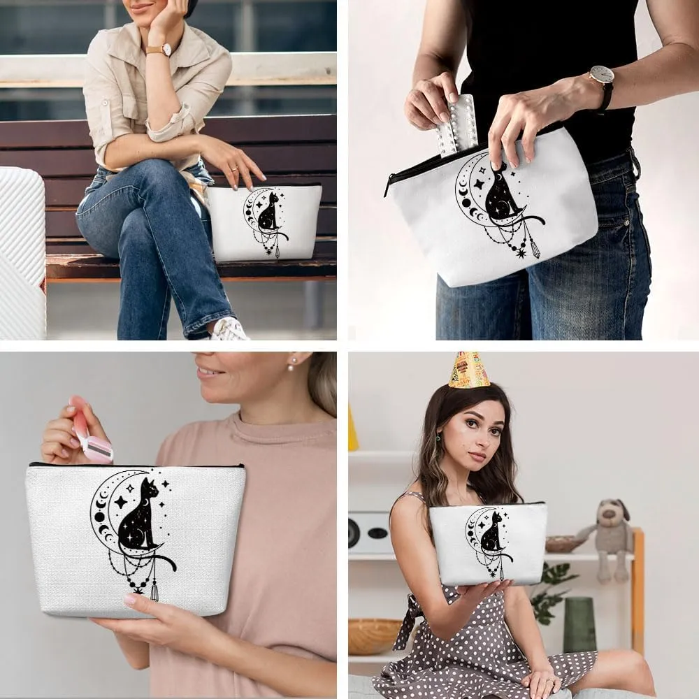 Witchy Gifts for Women, Cute Cat Makeup Bag, Witchcraft Supplies Witch Cosmetic Bag Cat Gifts for Women Cat Lovers Female Girls Birthday Christmas Halloween Travel Toiletry Bag Cat Mom Gifts