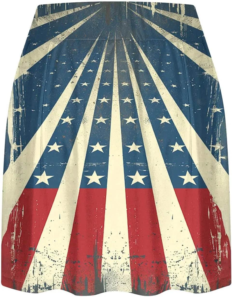 Women American Flag Skorts Yoga Patriotic Striped Active Skirts Beach Vacation Independence Day Golf Tennis Shorts