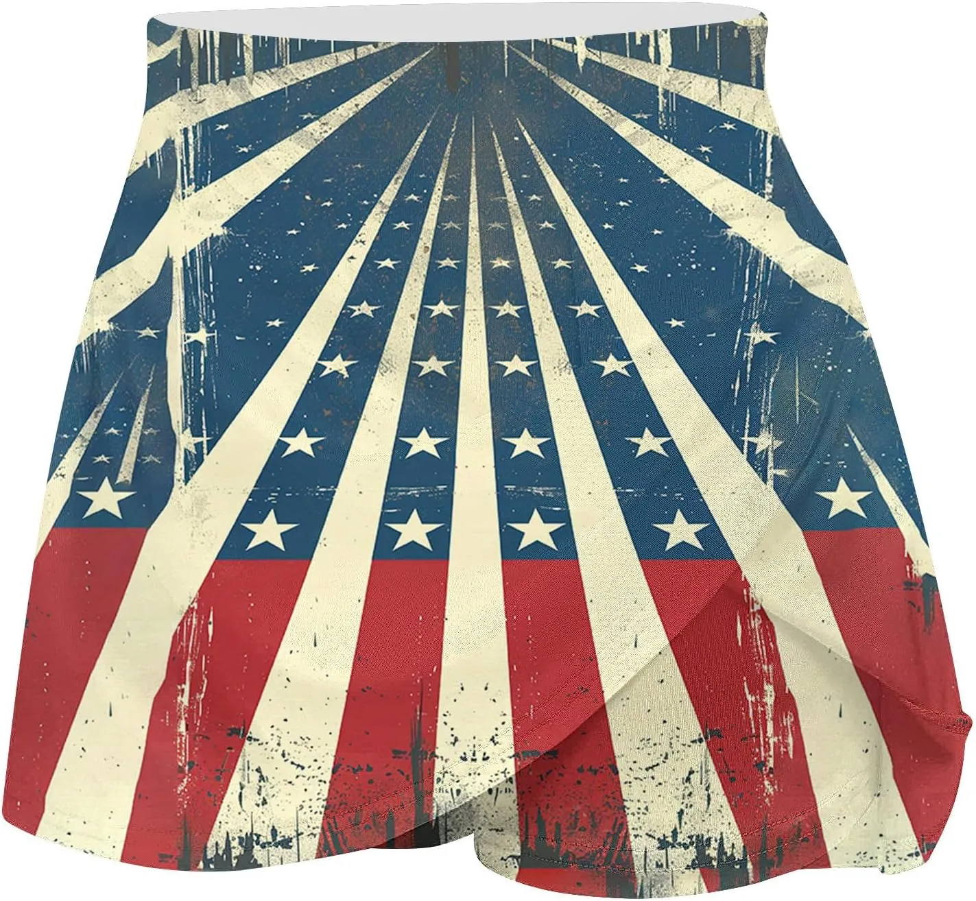 Women American Flag Skorts Yoga Patriotic Striped Active Skirts Beach Vacation Independence Day Golf Tennis Shorts
