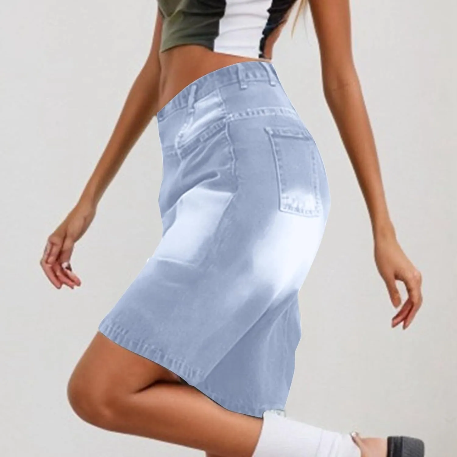 Women Baggy Denim Jorts Mid-Low Waist Y2K Cargo Shorts Summer Streetwear Wide Leg Short Pants with Deep Pockets