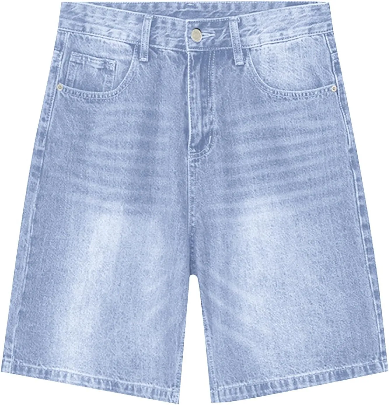 Women Baggy Denim Jorts Mid-Low Waist Y2K Cargo Shorts Summer Streetwear Wide Leg Short Pants with Deep Pockets