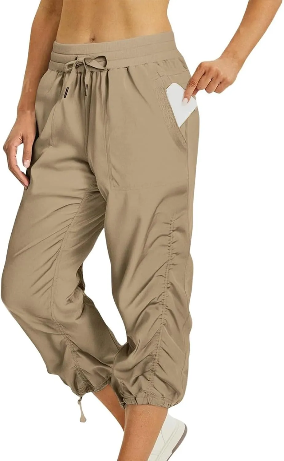 Women Capri Pants Wide Leg Cropped Pants Drawstring Elastic High Waist Pant Casual Baggy Jogger Quick Dry Flowy Trouser