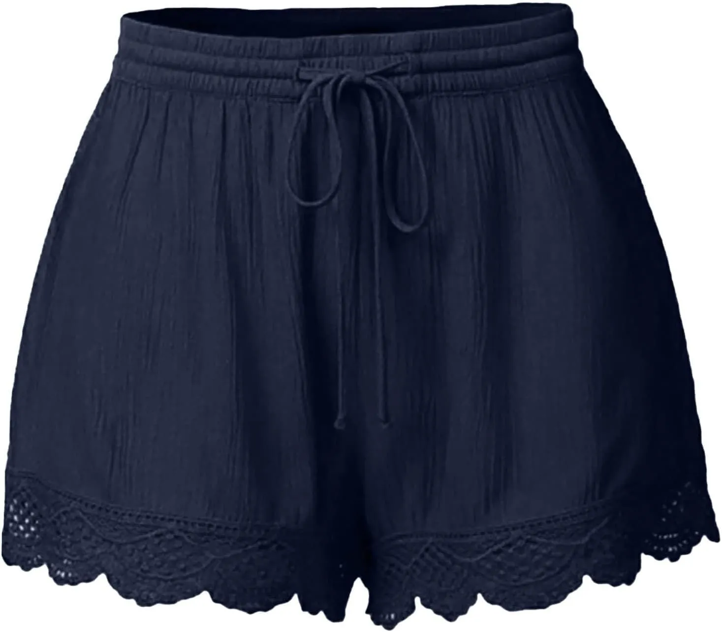 Women Casual Shorts Summer Floral Lace Plus Size High Waist Drawstring Dressy Yoga Shorts Soft Trendy Beach Clothes