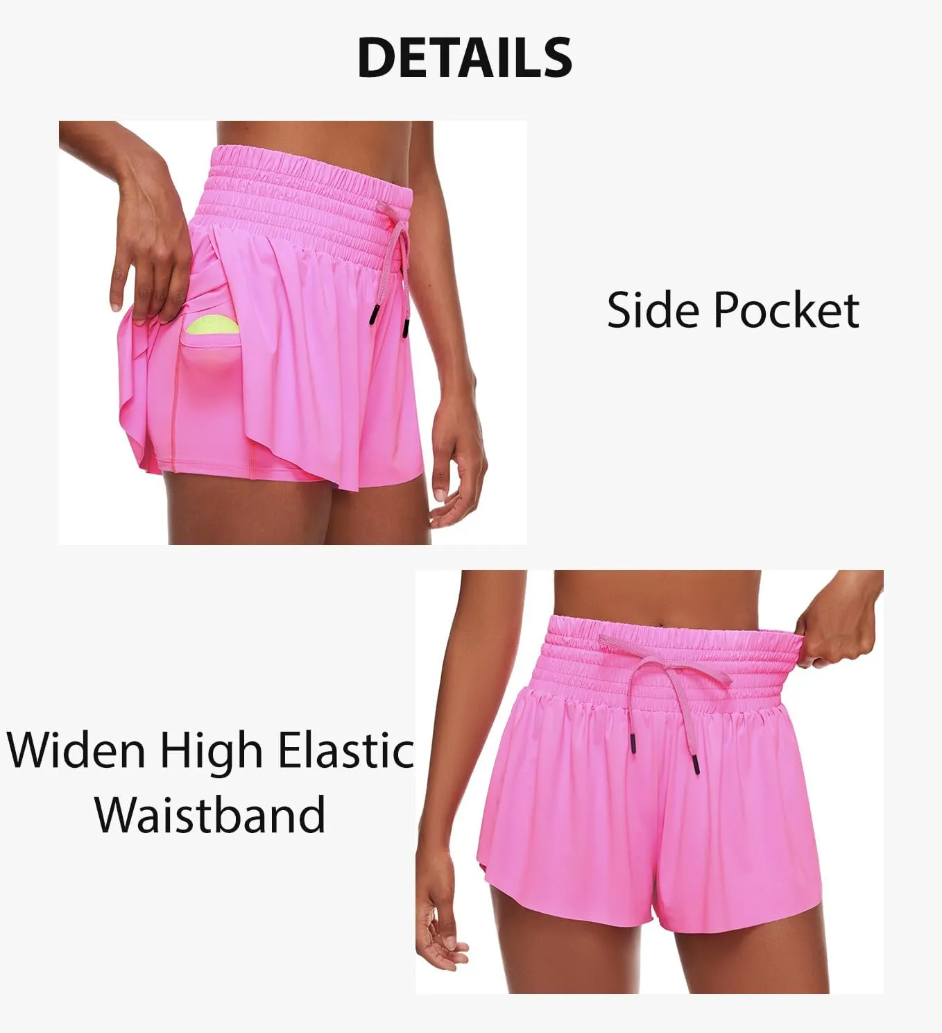 Women Flowy Athletic Shorts,2 in 1 High Waisted Running Shorts with Pocket Yoga Workout Casual Wear Summer