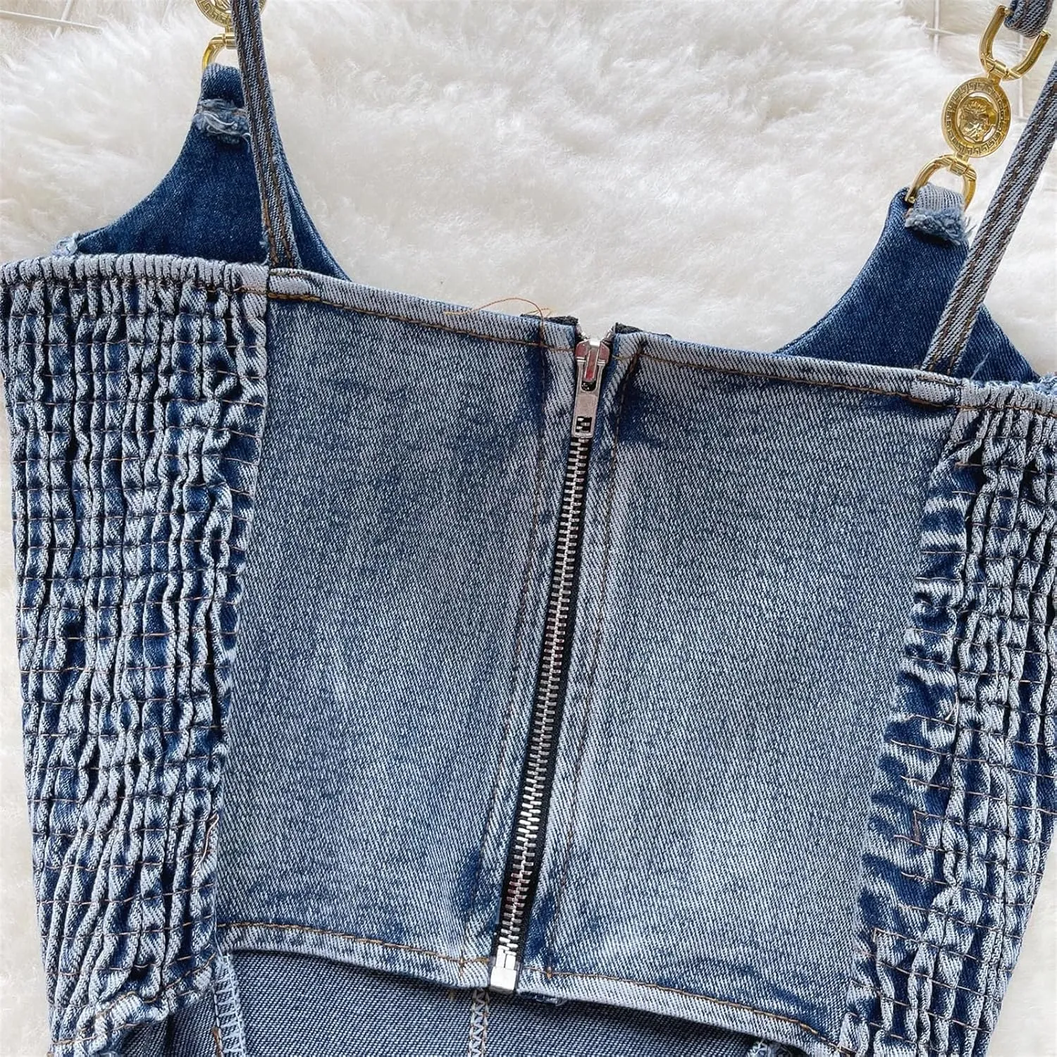 Women Spaghetti Strap Denim Camisole Summer Slip Camis Slim Sexy Sleeveless Tank Tops